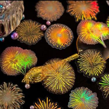 Imagem de 20 folhas de adesivos de scrapbook, padrão de fogos de artifício, autoadesivos, estética, adesivos para scrapbook, cartões, envelopes, embrulho de presente, álbuns de fotos
