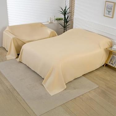 Imagem de SXYMTSW Capa de cinza respirável para casa, pano de proteção contra poeira, leve, para sofá, armário, cadeira e cama (tamanho: 200 x 280 cm (78,7 x 110,2 polegadas), cor: cor champanhe)