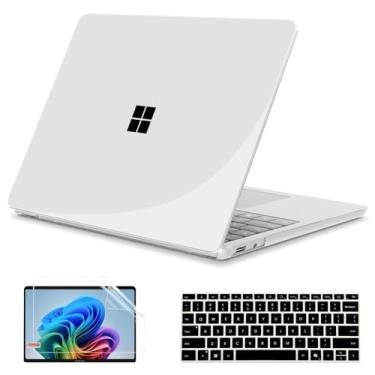Imagem de Teryeefi Capa transparente para laptop Microsoft Surface de 13 polegadas Copilot+ PC 2025 modelo 2095, capa rígida protetora leve com película protetora de tela, transparente