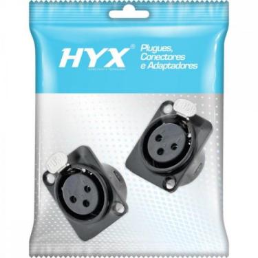 Imagem de Conector XLR Fêmea Painel 3 Pólos Niquelado HX049F Preto HYXPCT / 2