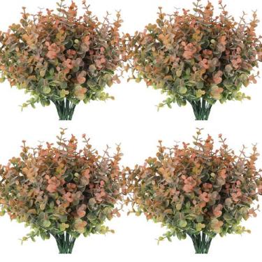 Imagem de Plantas artificiais RECUTMS, caules falsos de eucalipto x12, laranja e