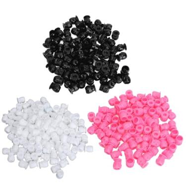 Imagem de 600 copos de tinta de tatuagem de caveira com suporte de base tampas de tinta de pigmento de microblading para tatuadores profissionais preto rosa branco 200 copos por cor