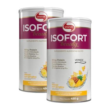 Imagem de Kit 2X: Isofort Beauty Whey Abacaxi com Gengibre Vitafor 450g