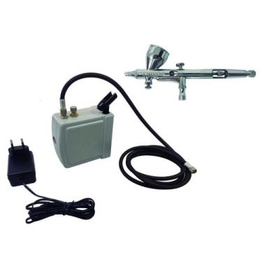 Imagem de Kit Aerografia ONETOOLS - Mini Compressor + Aerógrafo 0,25mm 9CC Copo 