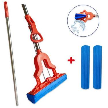 Imagem de Rodo Mop PRO Dobrável Limpa e Seca: 2 Refis PVA Extra para Limpeza Tot