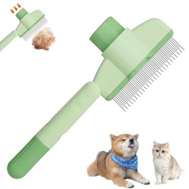 Imagem de Pente autolimpante para remoção de pelos de animais de estimação 2025 e pente de pulgas para gatos e cães, escova de cuidados de aço inoxidável com botão de liberação, ferramenta de remoção de queda