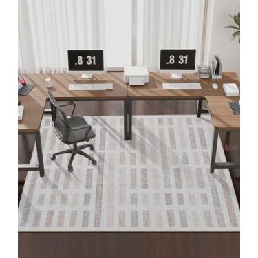 Imagem de chakme Tapete de cadeira de escritório para piso de madeira, 183 cm x 122 cm, protetor de mesa de computador, fácil de deslizar, para cadeira de rodinhas embaixo da mesa, suporte antiderrapante, lavar