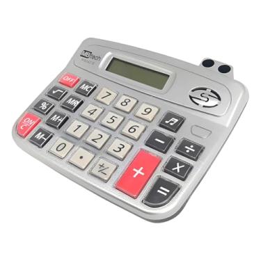 Imagem de Calculadora Eletrônica de Mesa, 8 Dígitos, Visor LCD, Prata, 13x14.5x3.5cm, Teclas Grandes, Alimentação por Pilha AA