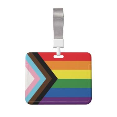 Imagem de Porta-crachá Aliado LGBTQ do Orgulho Gay do Mês do Orgulho com cordão à prova d'água para crachá de identidade, manga de cartão de plástico para trabalho, escola e escritório
