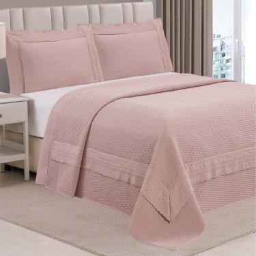 Imagem de Kit Cobre Leito Colcha Jovial Casal Dupla Face 3 Peças - Rosê - 100% Poliéster