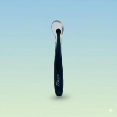 Imagem de Colher de Silicone Papinha BeBê Marinho - Resistente e Prática - 2 Unidades - Badula Mix