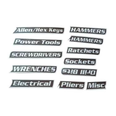 Imagem de Generic Conjunto de 12 Etiquetas Multifuncionais para Caixa de Ferramentas - Acessórios Reutilizáveis ​​para Organização de Ferramentas em Carrinhos, Armários, Prata