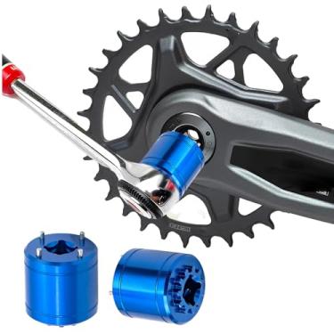 Imagem de MOFIT Ferramenta de instalação de remoção de tampa de manivela, ferramenta de remoção de manivela de bicicleta de ajuste compatível com SR-A-M Dub/BB30 e 11 dentes Shi-ma-no XTR M9100 (azul)