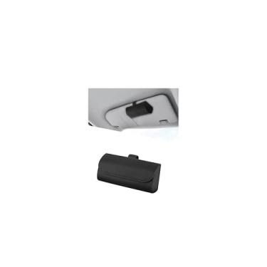 Imagem de Sandfren Suporte de óculos de sol para carro, estojo de armazenamento protetor de óculos de couro magnético, à prova d'água, acessórios de viseira organizadora de óculos, universal para caminhões SUV