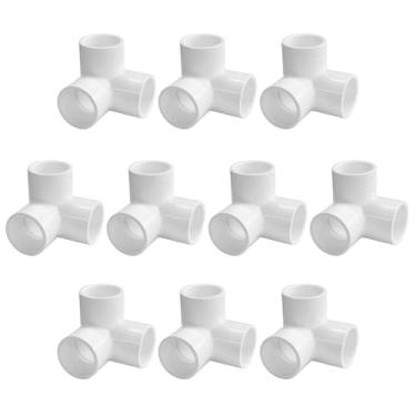 Imagem de LESSO Conector de cotovelo de 3 vias com encaixe de PVC de 1/5.1 cm, tomada lateral de cotovelo de grau de 90 graus, acessórios de canto de PVC para móveis de construção faça você mesmo, acessórios de