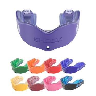 Imagem de Shock Doctor Protetor bucal esportivo, hóquei, lacrosse, beisebol, protetor de luta livre, proteção resistente em gel Max e ajuste personalizado, protetor bucal de futebol com alça, protetor bucal