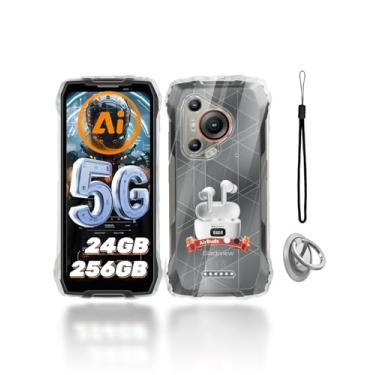 Imagem de KONXISA Capa para Blackview BL7000 AI 5G, capa de telefone com fivelas e cordões, capa protetora de material TPU premium, capa protetora resistente a arranhões e quedas, transparente