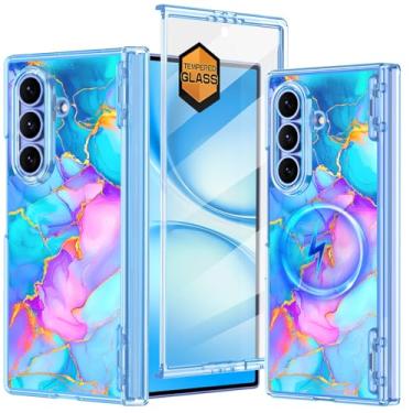 Imagem de Meshine Capa para Galaxy Z Fold 7, [compatível com MagSafe] [Proteção de dobradiça][Protetor de tela embutido] [Suporte magnético de anel 360°], capa rígida à prova de choque para Samsung Galaxy Z