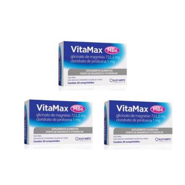 Imagem de Kit 3 Vitamax Mb6 Suplemento De Magnésio E Vitamina B6 - KLEY HERTZ