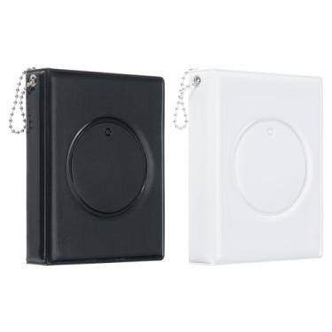 Imagem de Mini álbum de fichário Kpop de 7,6 cm com 32 bolsos, pequeno porta-fotos, pacote com 2, preto e branco