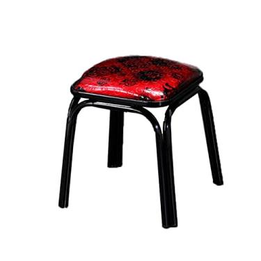 Imagem de ZABEES Banqueta moderna de metal para descanso de pés, banquinho alto, banquinho pequeno para entrada de adultos, banco de troca de sapatos para sala de estar, assento acolchoado