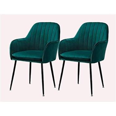Imagem de Cadeira de jantar, cozinha, sala de jantar, móveis, conjunto de 2 cadeiras de jantar de veludo, pés de metal resistentes com apoios de braços e encosto, cadeiras de sala de estar de cozinha (cor: pés