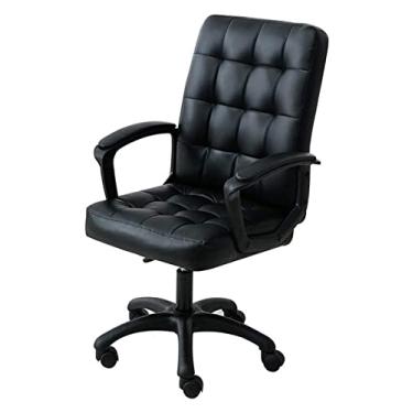 Imagem de Cadeira de escritório cadeira de computador assento de couro PU cadeira de escritório mesa de computador e cadeira design ergonômico cadeira giratória de elevação (cor: preto) necessário