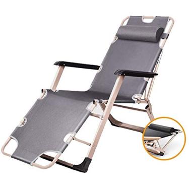 Imagem de Espreguiçadeiras de jardim, espreguiçadeiras, poltronas reclináveis com gravidade zero, cadeira de jardim reclinável, dobrável, portátil, suporta 200 kg (cor, azul), cinza