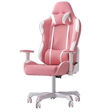 Imagem de Cadeira de escritório, cadeira de jogos, cadeira de computador, cadeira de jogos com apoio para os pés, cadeira de computador de escritório de couro PU com apoio lombar para cabeça, cadeira reclinável