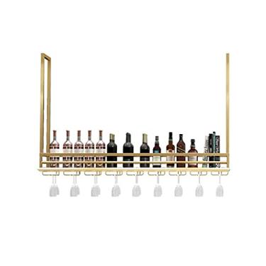 Imagem de ZJYWMM Suporte de copo de vinho de cabeça para baixo, gancho de bar, bar suspenso armário de vinho rack de vinho, cabide, prateleira, rack de armazenamento decorativo (cor: comprimento da lança 60 cm