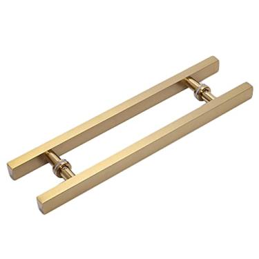 Imagem de Maçaneta deslizante para porta de celeiro retangular quadrada de forma plana, puxador de barra de porta deslizante de aço inoxidável para porta de vidro, ferragens modernas (ouro 80 cm de comprimento