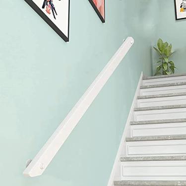 Imagem de SENNIAN Corrimãos de escada de madeira branco, casa contra a parede trilhos internos para idosos varão de suporte de corredor de mão, corrimão de montagem na parede, kit de barra de apoio, 50 ~ 600 cm