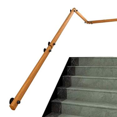 Imagem de Kit completo de corrimão montado na parede (1 pés-6 m), corrimãos antiderrapantes de madeira, corrimãos de segurança para crianças idosas, cerca de corredor de entrada doméstica (tamanho: 5,5 m)