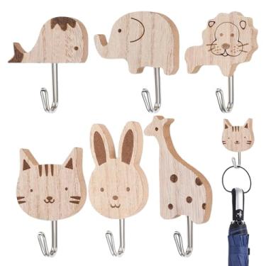 Imagem de Ganchos de toalha de animais | Cabide de madeira | Organizador de armazenamento de adesivo para casa, sala de estar, cozinha, quarto, pequeno espaço, entrada, apartamento, estúdio