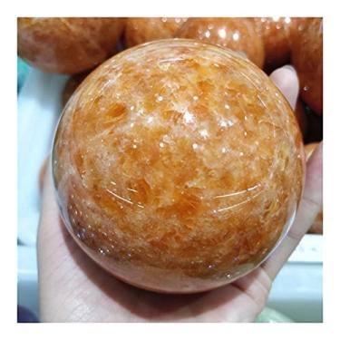 Imagem de ASPROD Lindo cristal natural dourado amarelo pedra do sol quartzo bola de cristal lindo ornamento pedras preciosas decorativas joias independentes coletar pedras primárias e minerais (tamanho: 8-9 cm)