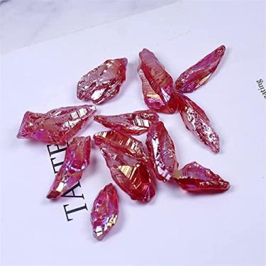 Imagem de URMIBDAI Quartzo natural cheio de textura 10-20 g 1 peça cristal natural cru pedra vermelha galvanizado amostras de quartzo áspero peças de colecionador decoração de pedras preciosas