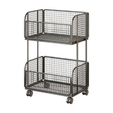 Imagem de Baoblaze Carrinho de despensa com rodas, suporte para vegetais, carrinho de ferro para armazenamento de cozinha, cesta de frutas para cozinha e lanches, Preto