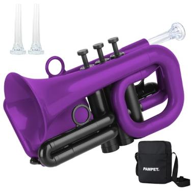 Imagem de PAMPET DOLPHIN Trompete de Bolso Plástico Bb Trompete Padrão para Estudante Iniciante Bb Trompetes Instrumento (Roxo)