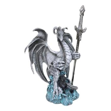 Imagem de Ebros Gift Espírito branco pálido Omega Blade Dragon Over Sea Waves estatueta com dragão abridor de letras punhal espada dragão lâmina coleção série