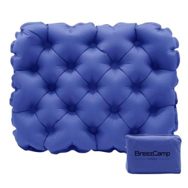 Imagem de BreezCamp Almofada de assento inflável, almofada de assento leve para estádio, acessórios de acampamento, almofada de cadeira para viagens de avião, caminhadas, escalada, casa e escritório, azul