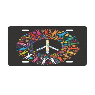 Imagem de Placa de licença colorida com design de autismo para placas dianteiras de carro alumínio metal adequado para caminhão, placa de porta de carro, bar, café, acessórios automotivos para homens e mulheres