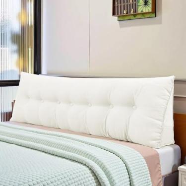 Imagem de DANGHOOGY Travesseiro King de cabeceira triangular grande para leitura e descanso, almofada de suporte de posicionamento do encosto com capa removível (creme)