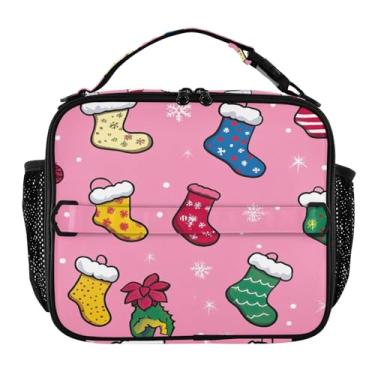 Imagem de Blueangle Lancheira de meias de Natal para homens, mulheres e adultos, lancheira pequena para trabalho de escritório, piquenique - bolsa térmica portátil reutilizável (474)