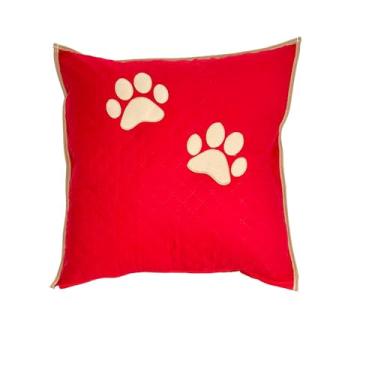 Imagem de Cama Pet Almofada Decorativa Impermeável, Quadrada 45x45cm, Matelassê, Lavável com Zíper, Enchimento em Flocos de Espuma, Vermelho, Liso