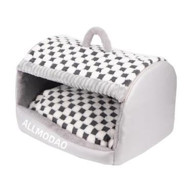 Imagem de Whtkoph Cama em formato de caverna para gatos, casinha fofa para gatos com almofada removível e lavável, cama semi-fechada para animais de estimação, Gray L