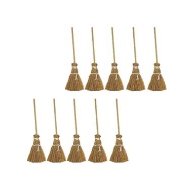 Imagem de Conjunto de 10 vassouras de bruxa, adereços de vassoura em miniatura, decoração de fadas, vassoura de canela, ferramentas de varrer, vassouras angulares