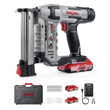 Imagem de Pistola de pregos elétrica, LINKNAL Cordless Brad Nailer alimentada por bateria, calibre 18, 2 × 20 V MAX Li-ion baterias, carregador e 1000 pregos incluídos (L820-BN)