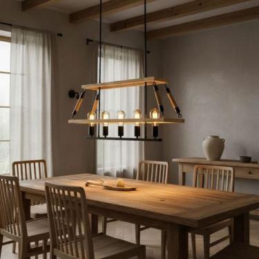 Imagem de Pendente Rústico Caixote 65cm 5E27 LA0054 Delis