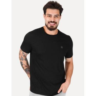 Imagem de Camiseta Calvin Klein Jeans Masculina CK Embroidery Patch Preta Tamanh