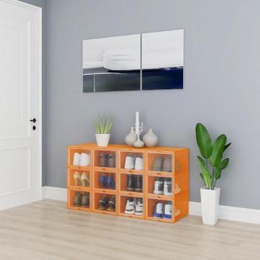 Imagem de Kit 6 Caixas Organizadoras p/ Tênis e Saltos ? Abertura Frontal, Empilhável, Laranja Luxo